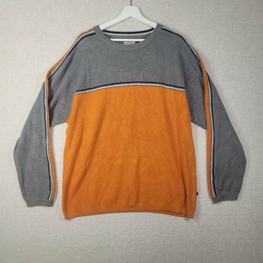 Arizona Women's XL Gray & Orange Knit Sweater